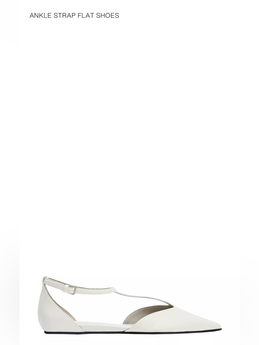 Zara White Cutout Ballet Flats with Ankle Strap